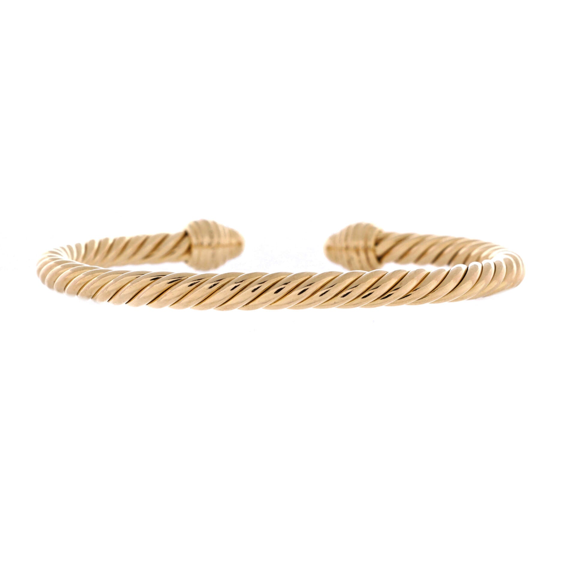 Classic Cablespira Bracelet 18K Yellow Gold with Pave Diamonds 5mm