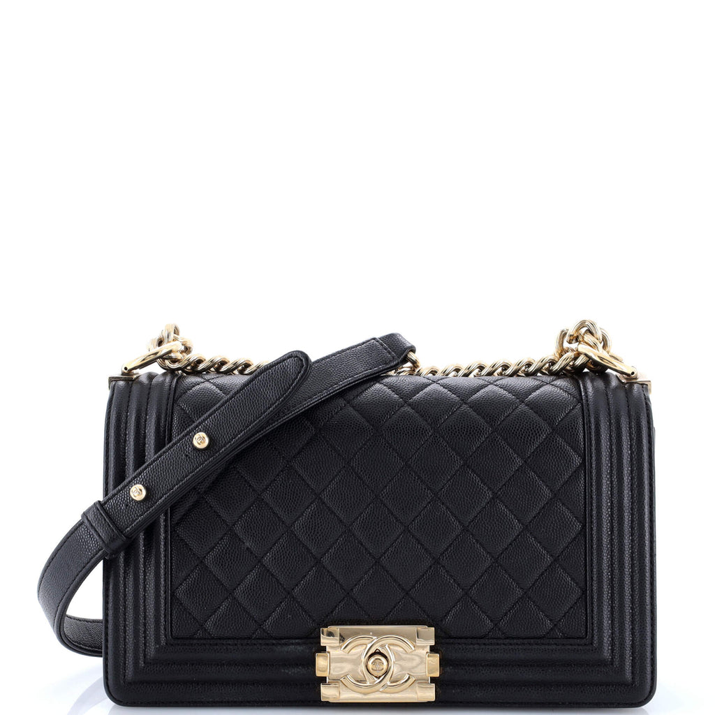 Boy Flap Bag Quilted Caviar Old Medium