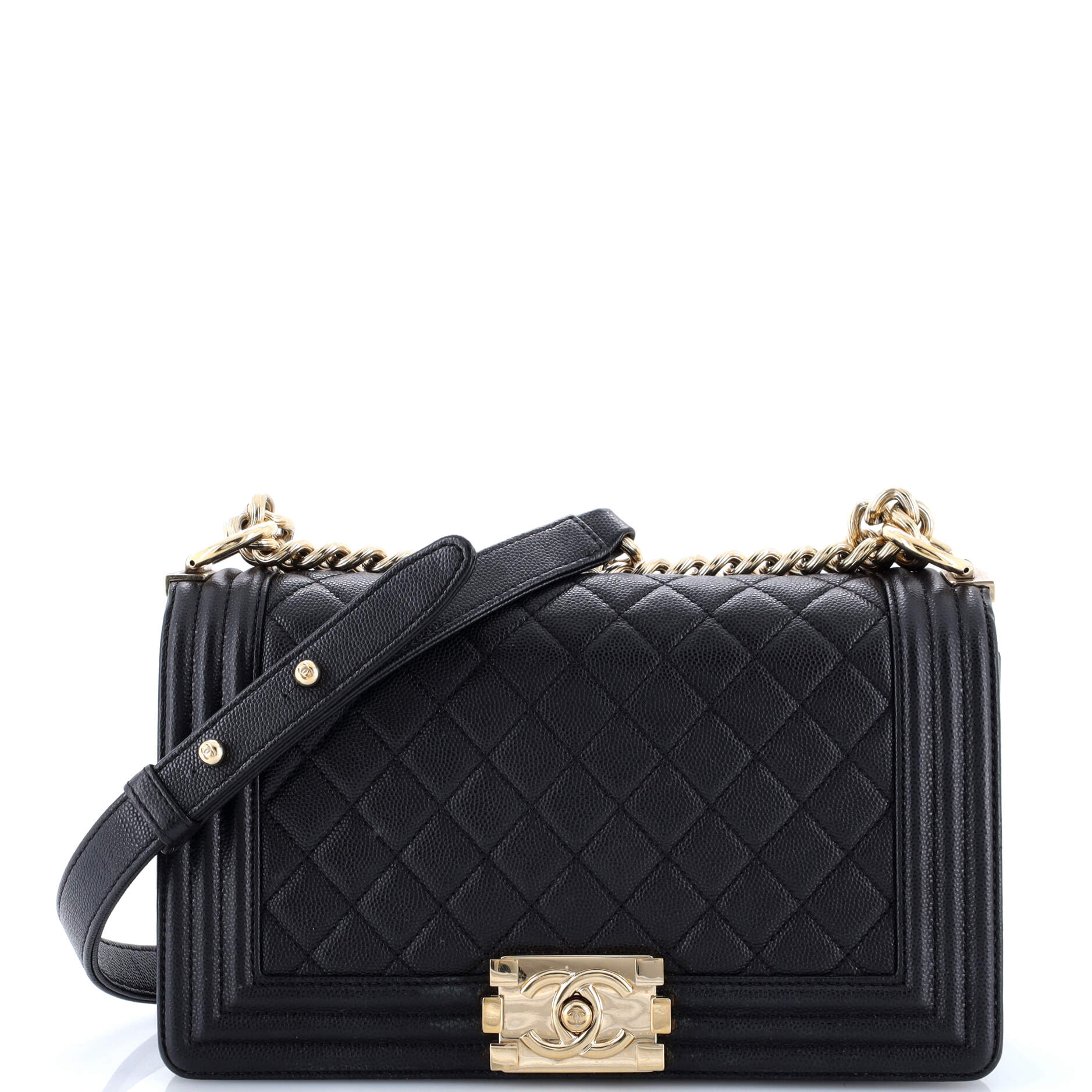 Boy Flap Bag Quilted Caviar Old Medium
