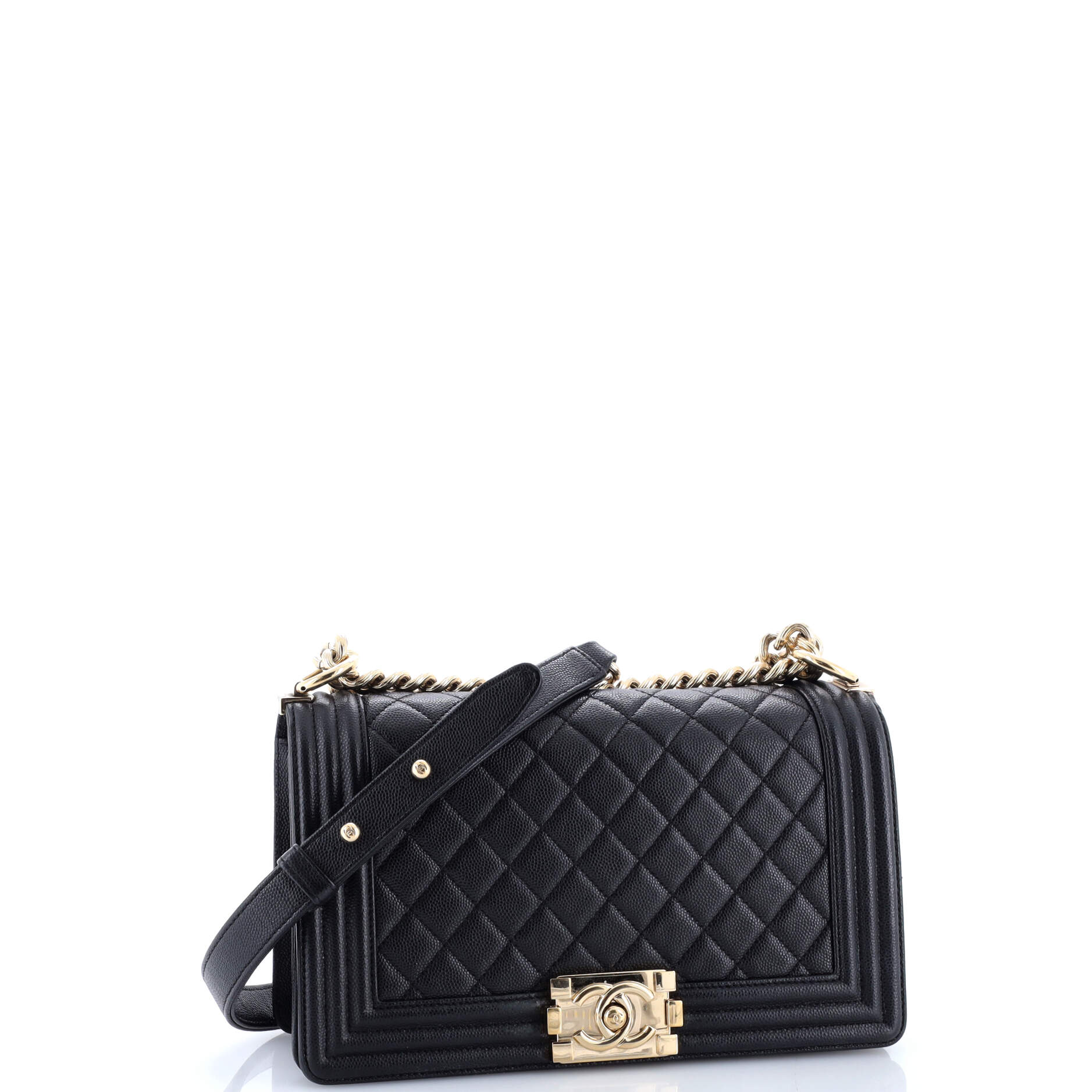 Boy Flap Bag Quilted Caviar Old Medium