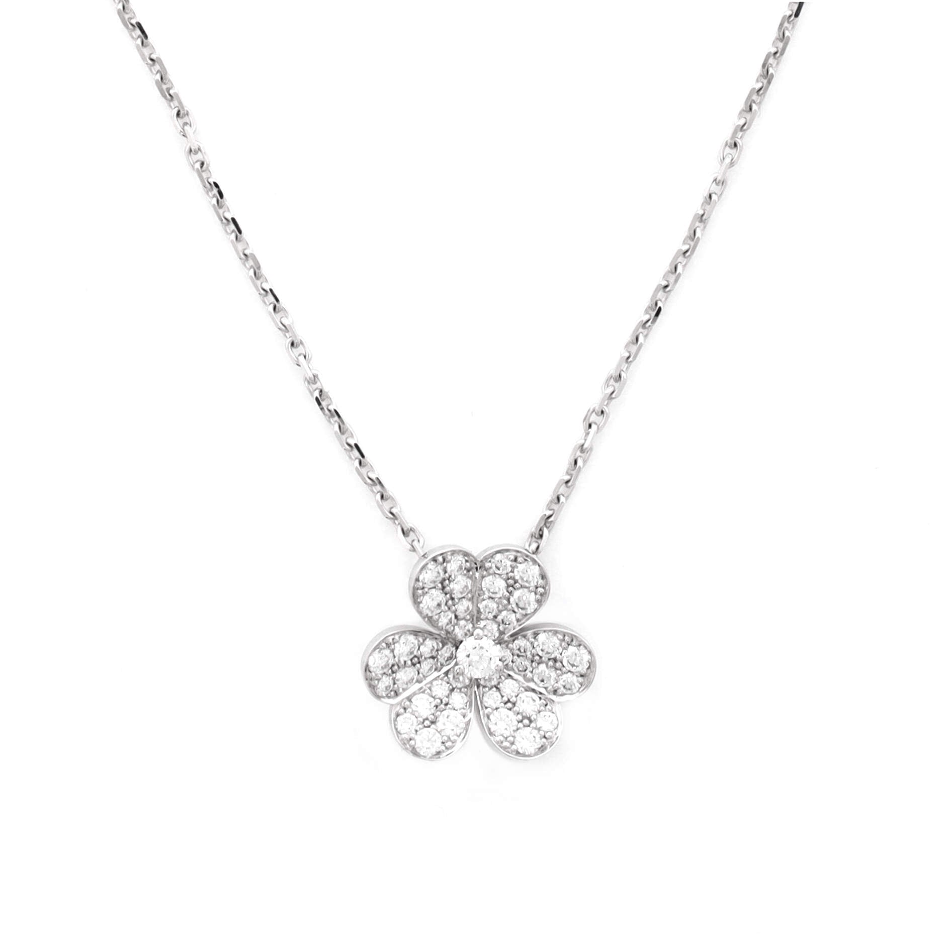 Frivole Pendant Necklace 18K White Gold with Pave Diamonds Small