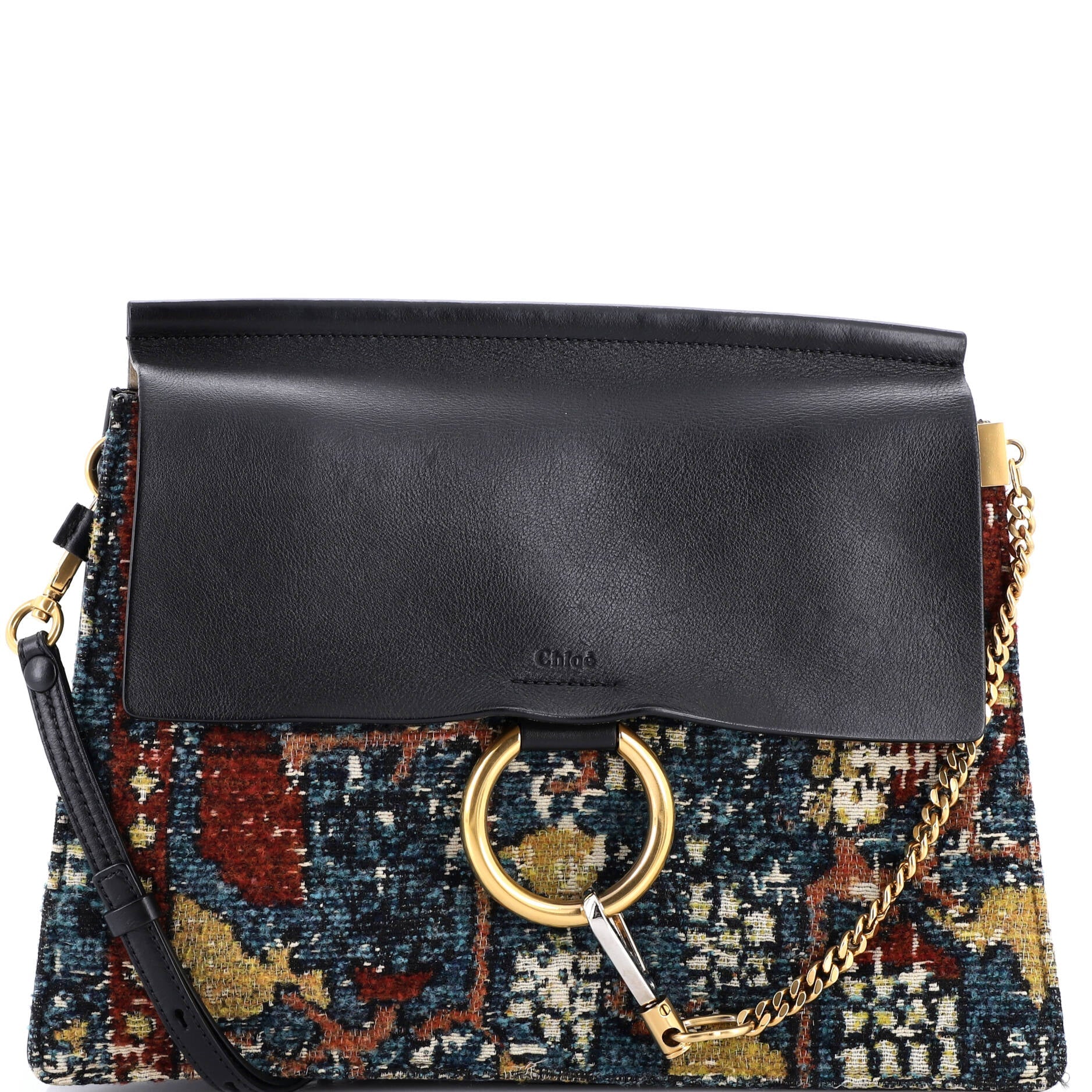 Faye Shoulder Bag Leather and Tapestry Medium