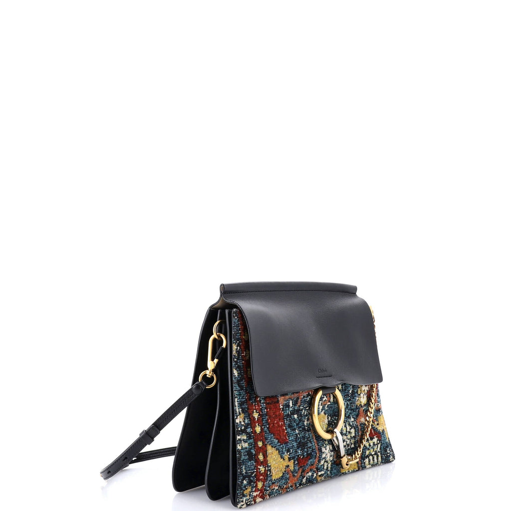 Faye Shoulder Bag Leather and Tapestry Medium