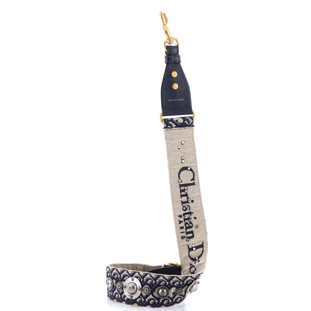 Shoulder Strap Embellished Oblique Canvas