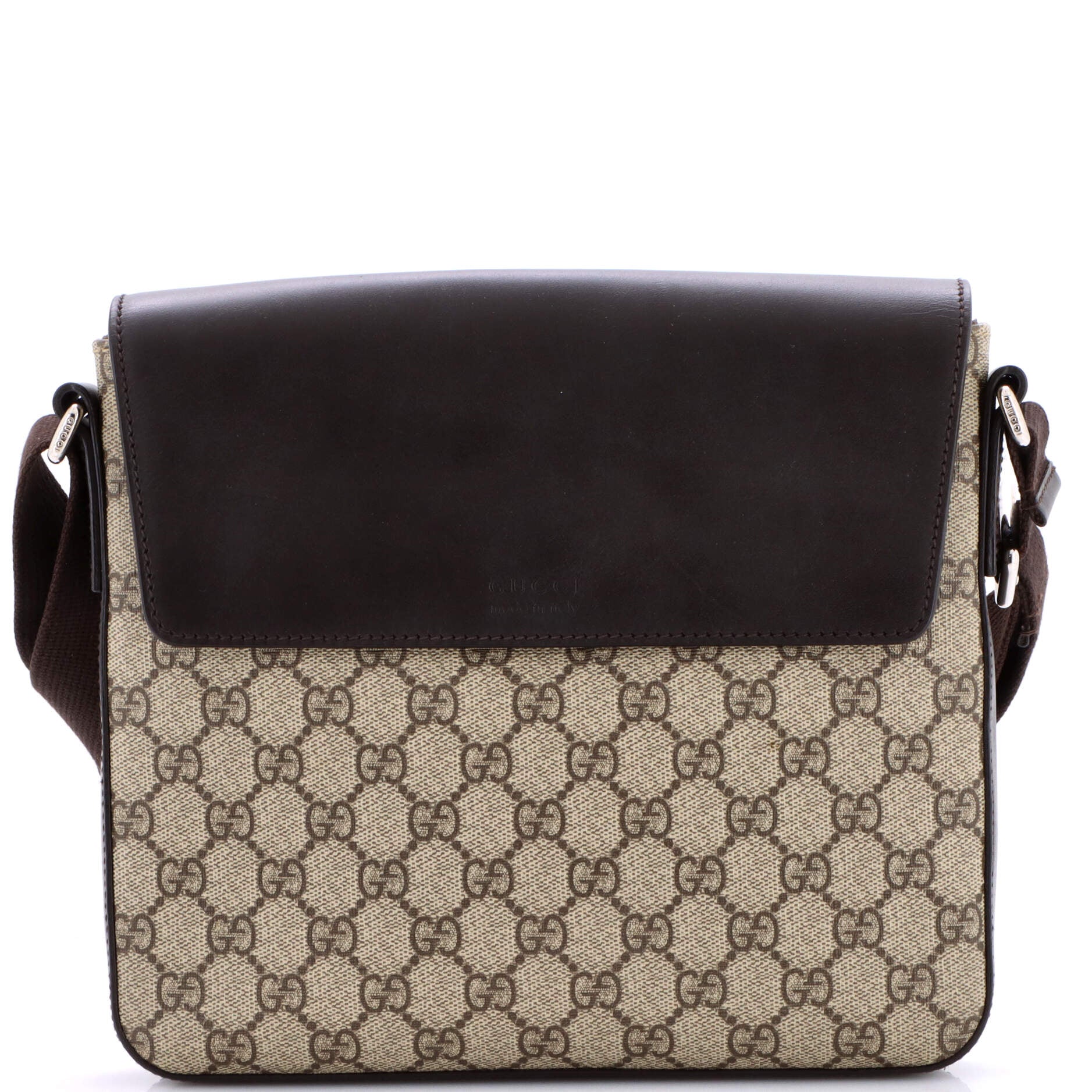 Flap Messenger Bag GG Coated Canvas with Leather Medium