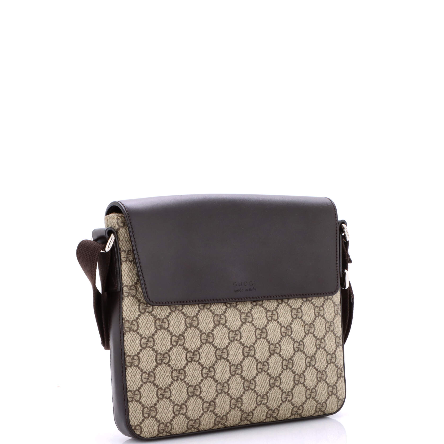 Flap Messenger Bag GG Coated Canvas with Leather Medium