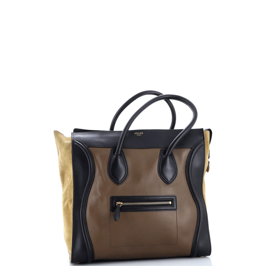Tricolor Luggage Bag Leather Medium