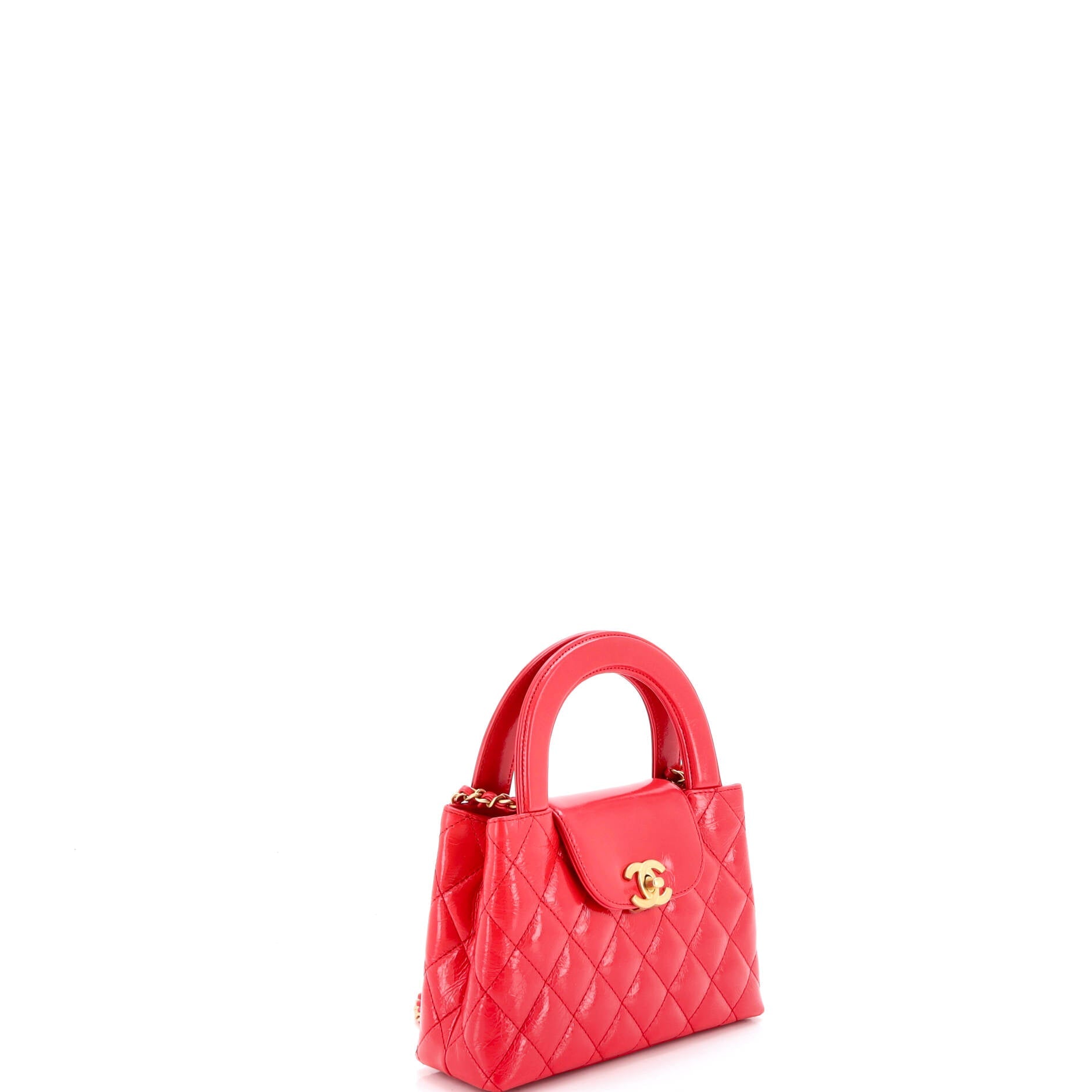 Kelly Top Handle Shopping Bag Quilted Shiny Aged Calfskin Mini