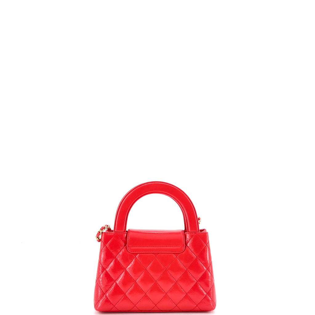 Kelly Top Handle Shopping Bag Quilted Shiny Aged Calfskin Mini