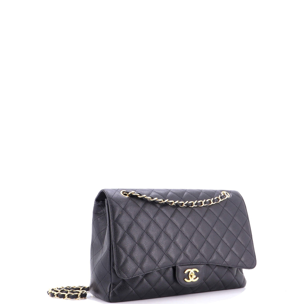 Classic Single Flap Bag Quilted Caviar Maxi