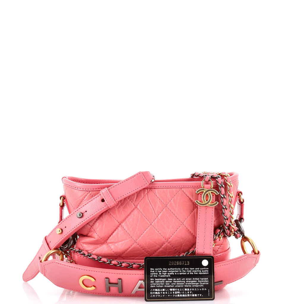 Gabrielle Hobo with Logo Handle Quilted Aged Calfskin Small