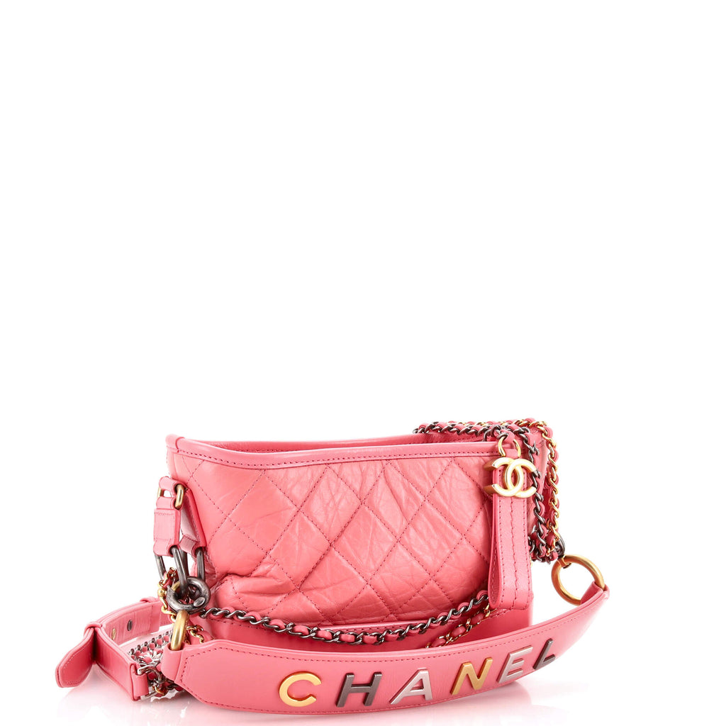 Gabrielle Hobo with Logo Handle Quilted Aged Calfskin Small