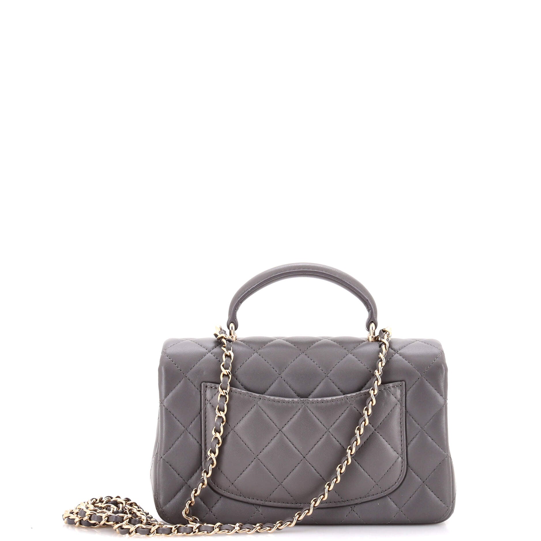 Classic Single Flap Top Handle Bag Quilted Lambskin Mini