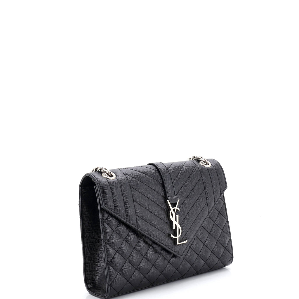 Classic Monogram Envelope Satchel Mixed Matelasse Leather Medium