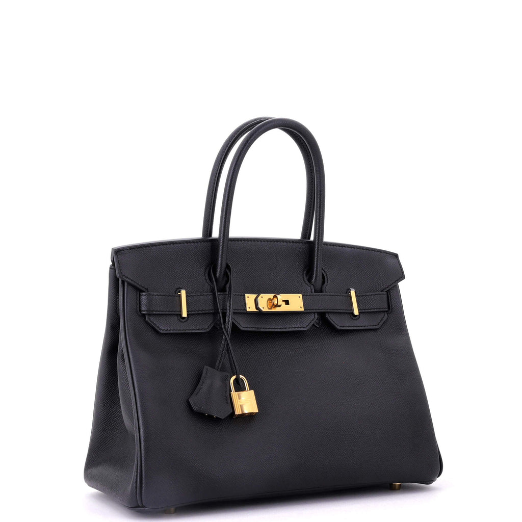 Birkin Handbag Noir Epsom with Gold Hardware 30