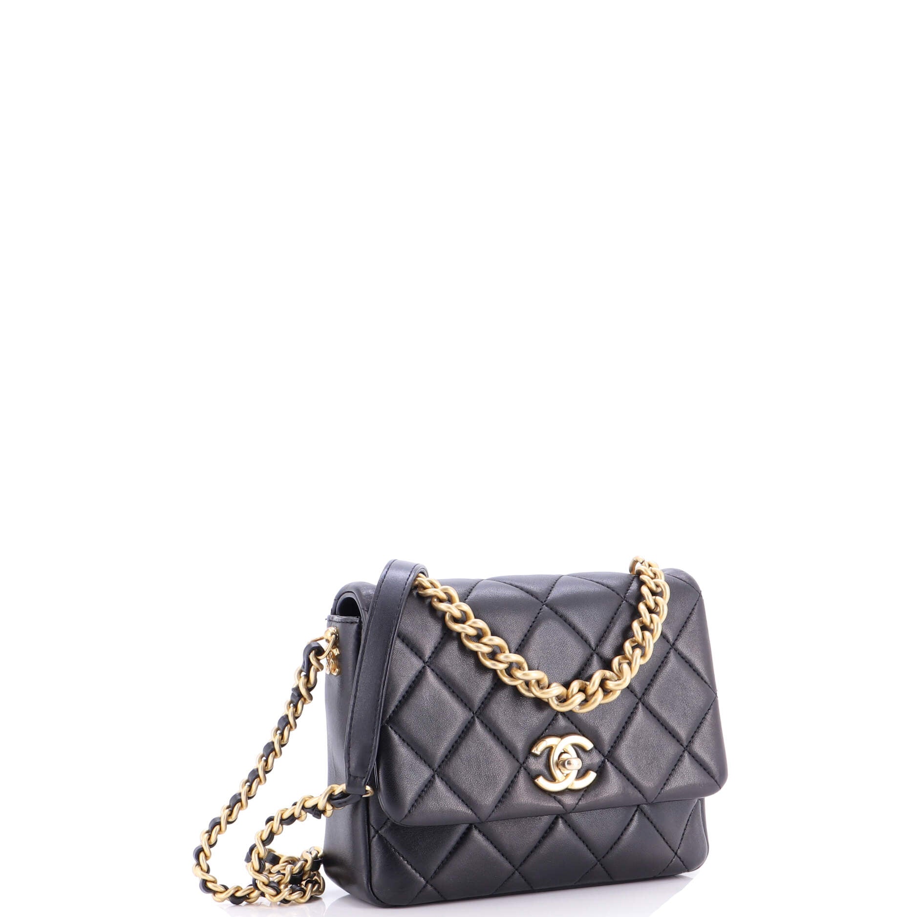 Side Note Flap Bag Quilted Lambskin Small