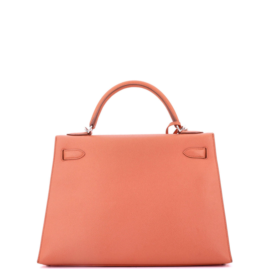 Kelly Handbag Flamingo Epsom with Palladium Hardware 32