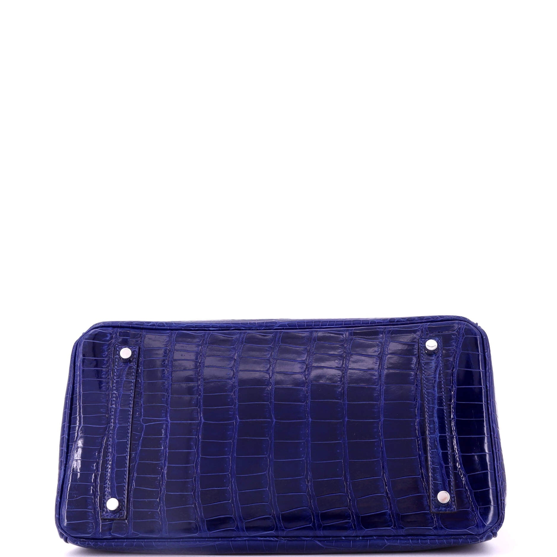 Birkin Handbag Bleu Electrique Shiny Porosus Crocodile with Palladium Hardware 35