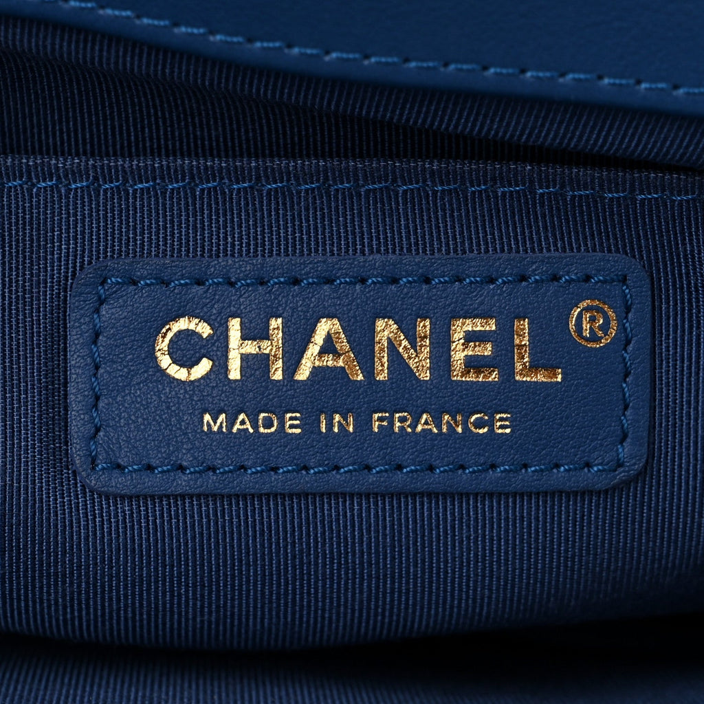 Lambskin Quilted Medium Boy Flap Blue