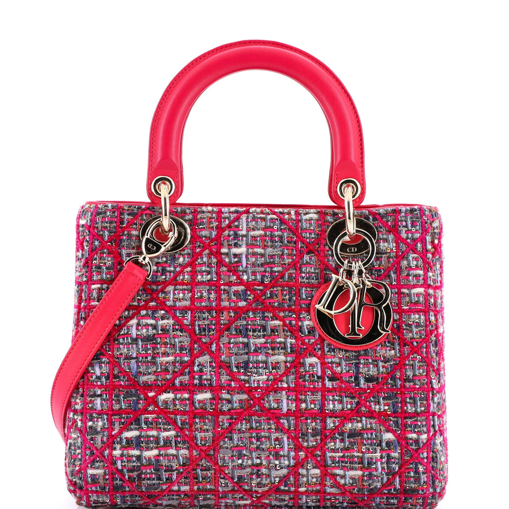 Lady Dior Bag Tweed with Leather Medium
