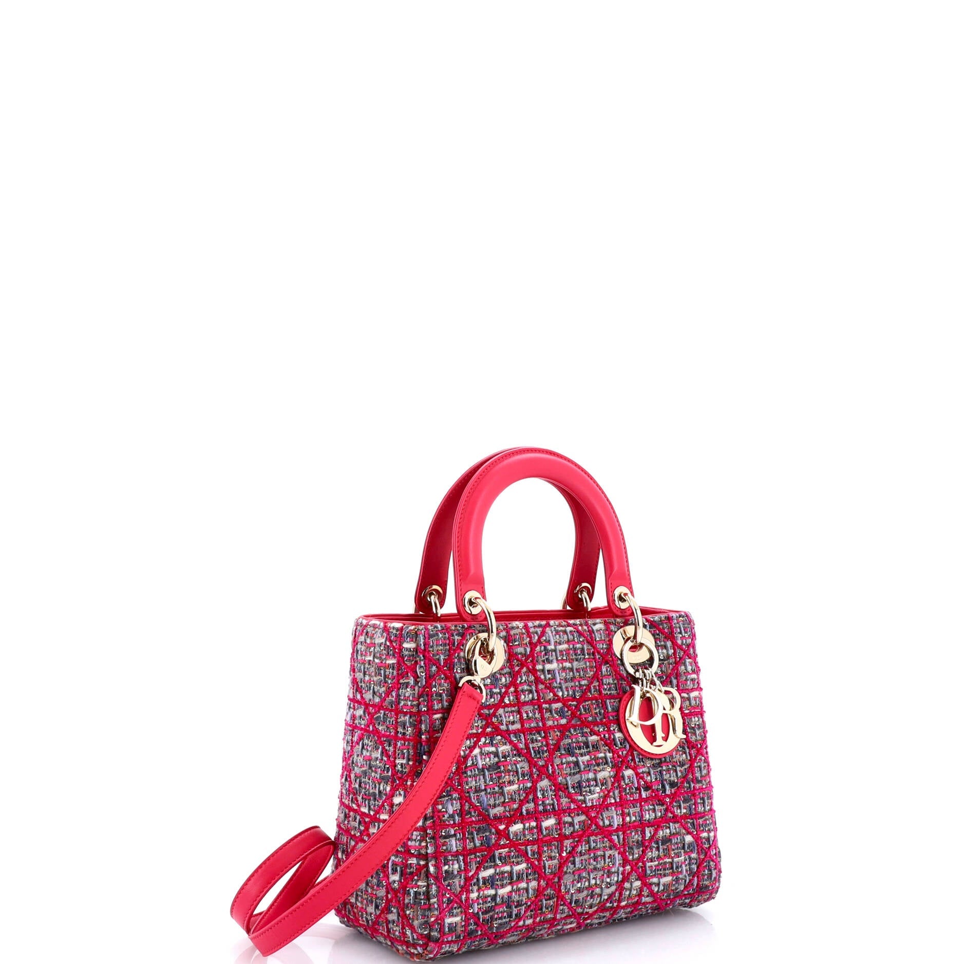 Lady Dior Bag Tweed with Leather Medium