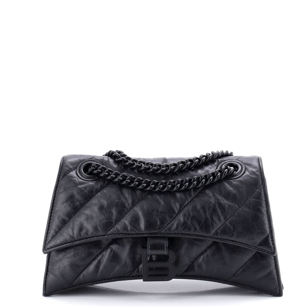 Crush Chain Flap Bag Quilted Crushed Calfskin Small