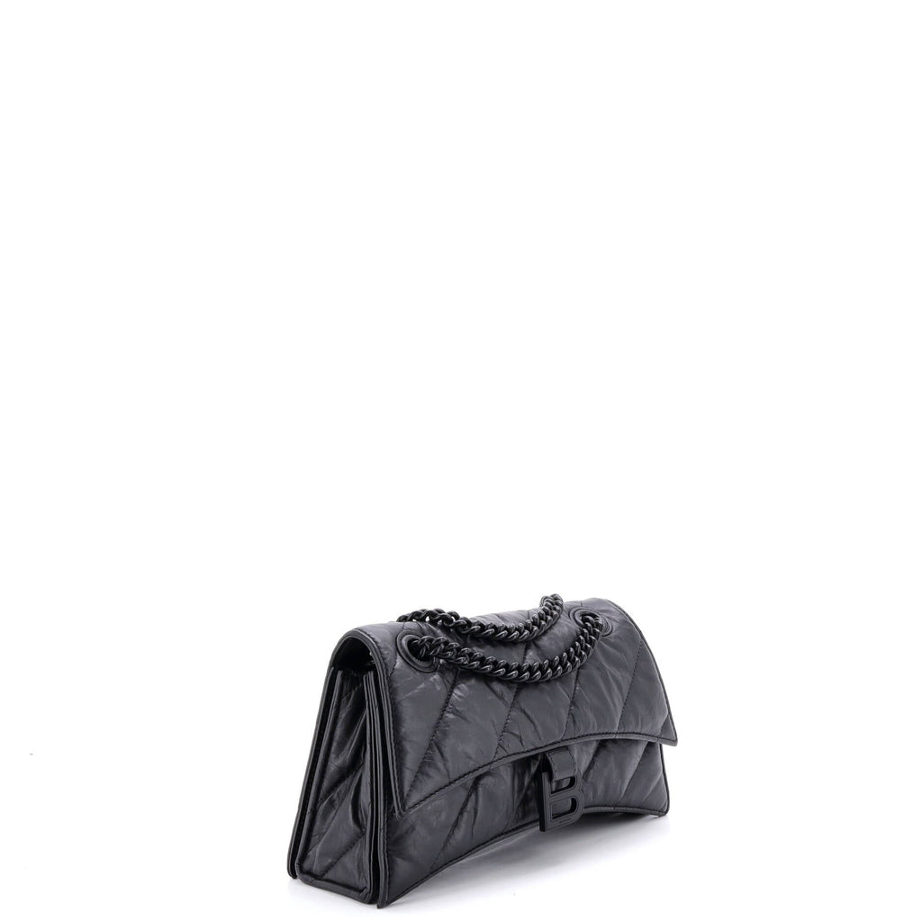 Crush Chain Flap Bag Quilted Crushed Calfskin Small