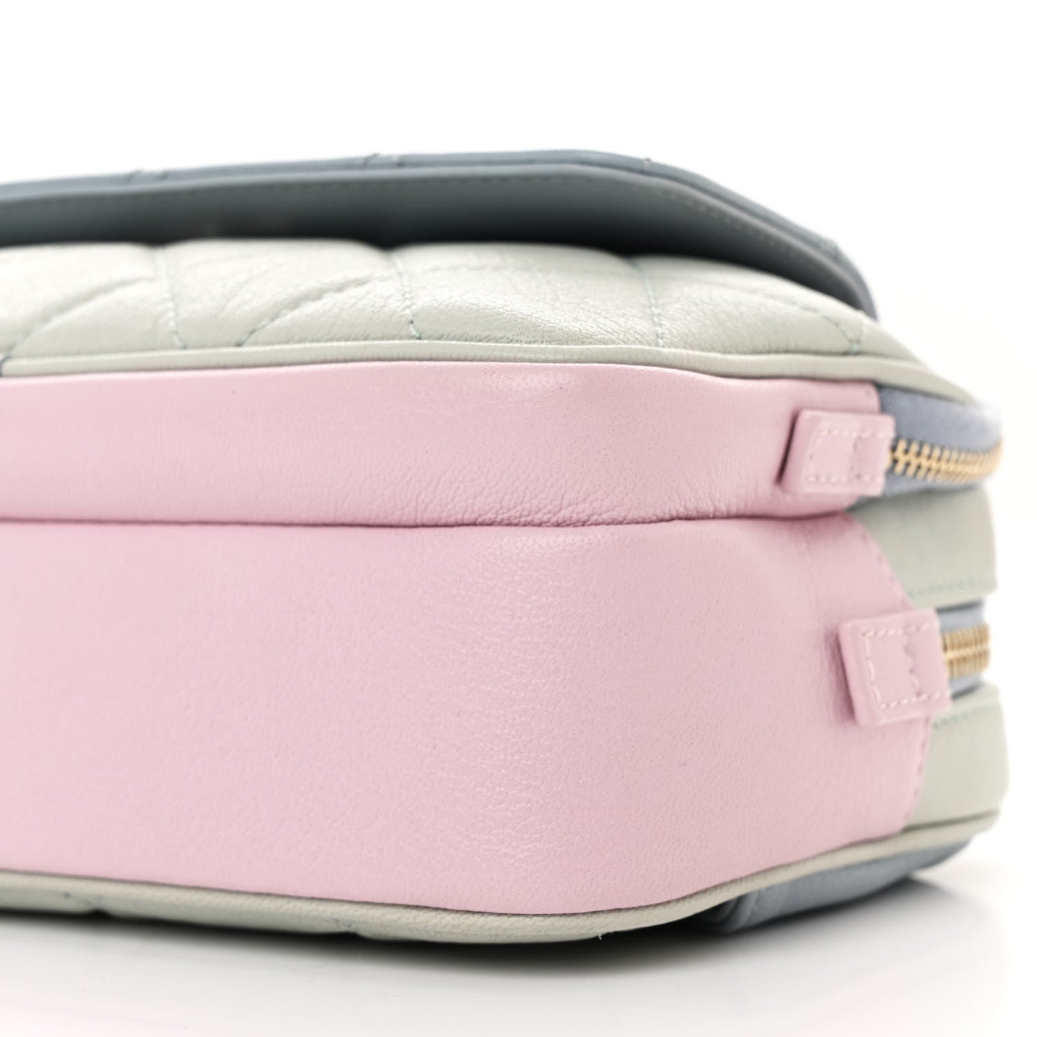 Goatskin Quilted Waist Bag Green Blue Pink