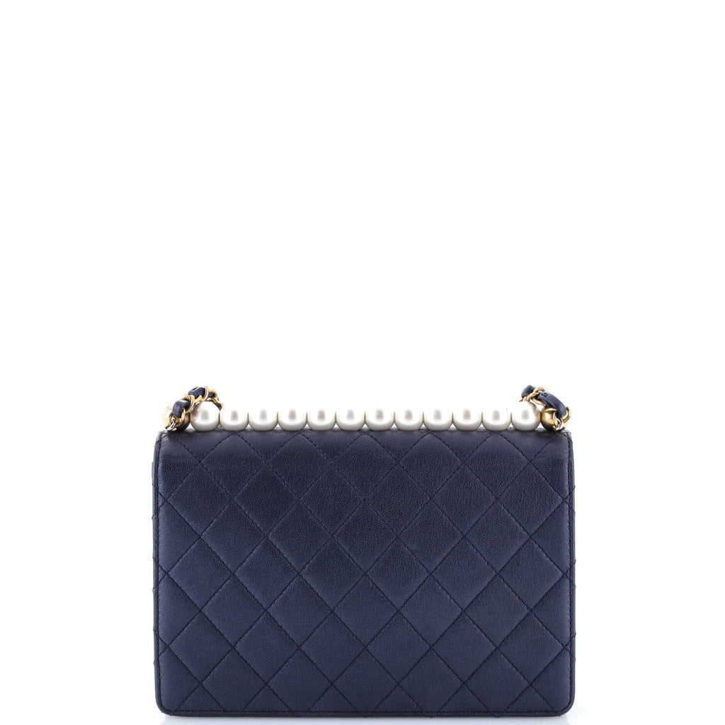 Chic Pearls Flap Bag Quilted Lambskin Small