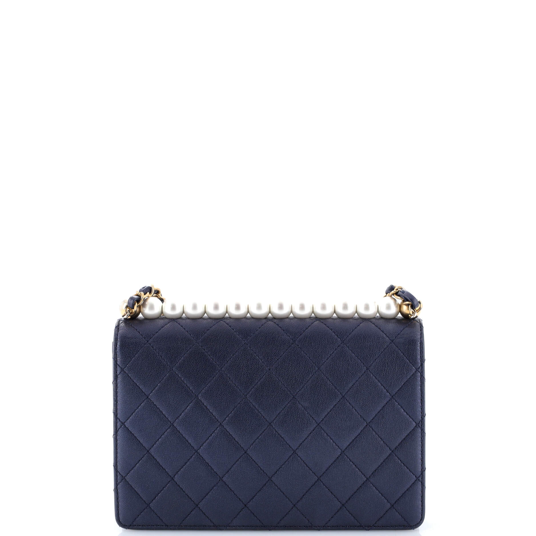 Chic Pearls Flap Bag Quilted Lambskin Small