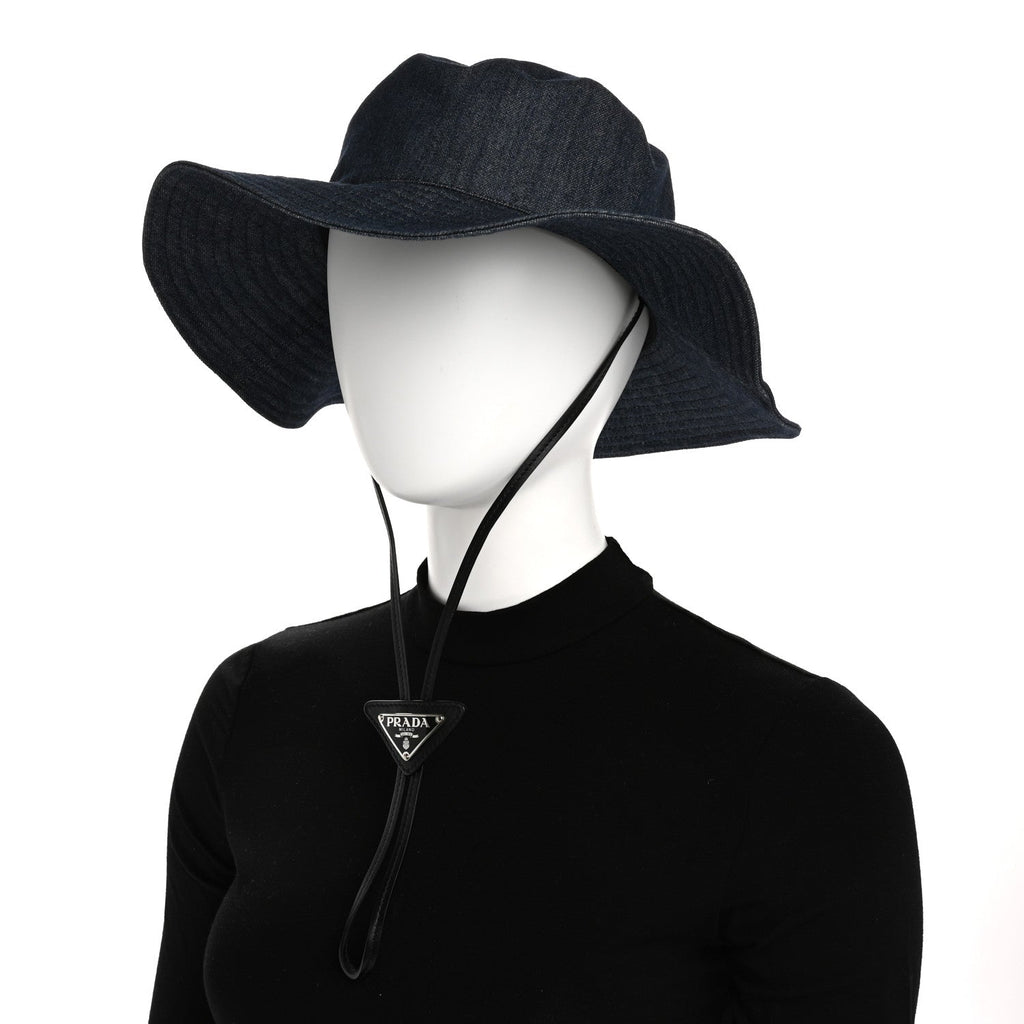 Denim Triangle Wide Brim Drill Hat M Blue