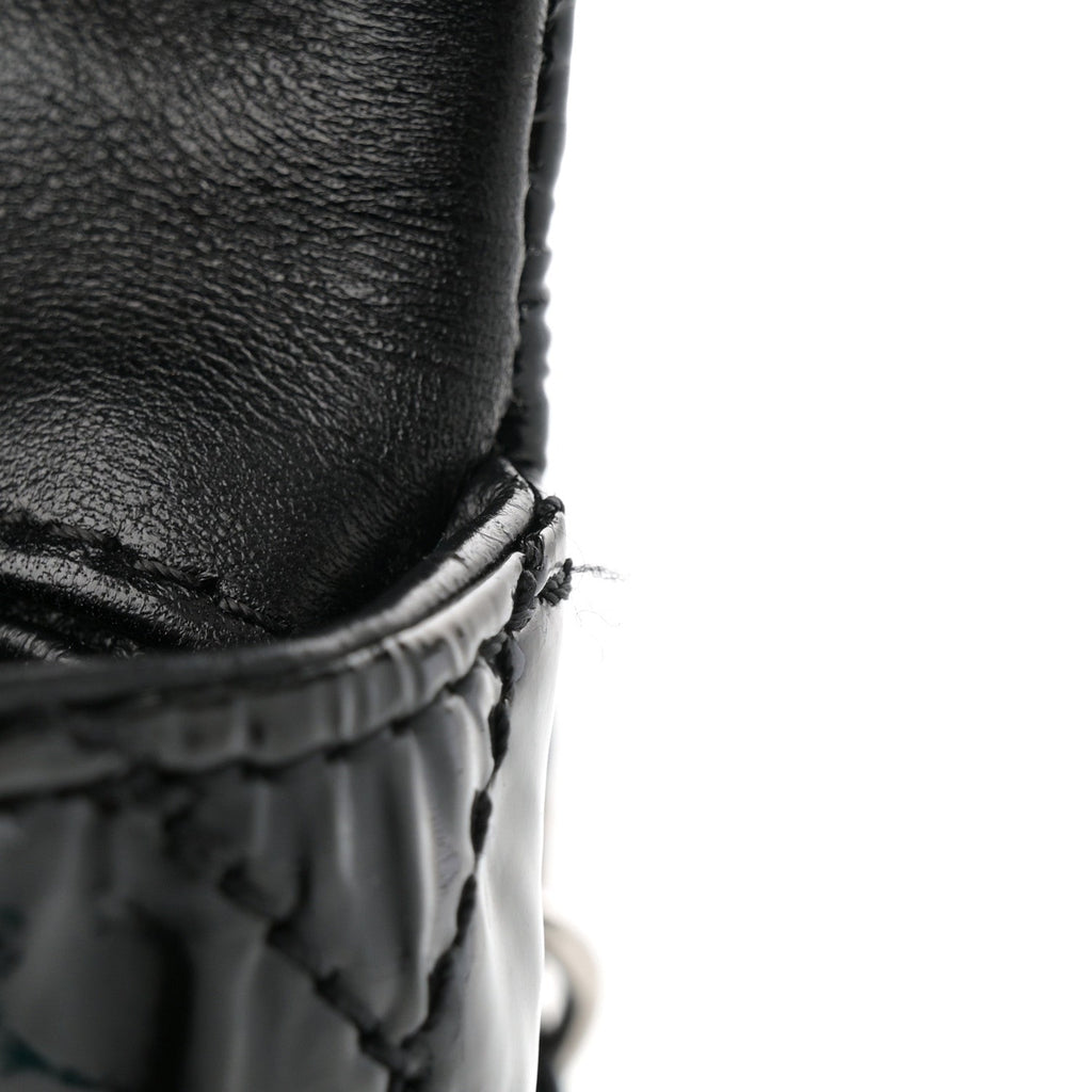 Patent Quilted Medium Single Flap Black