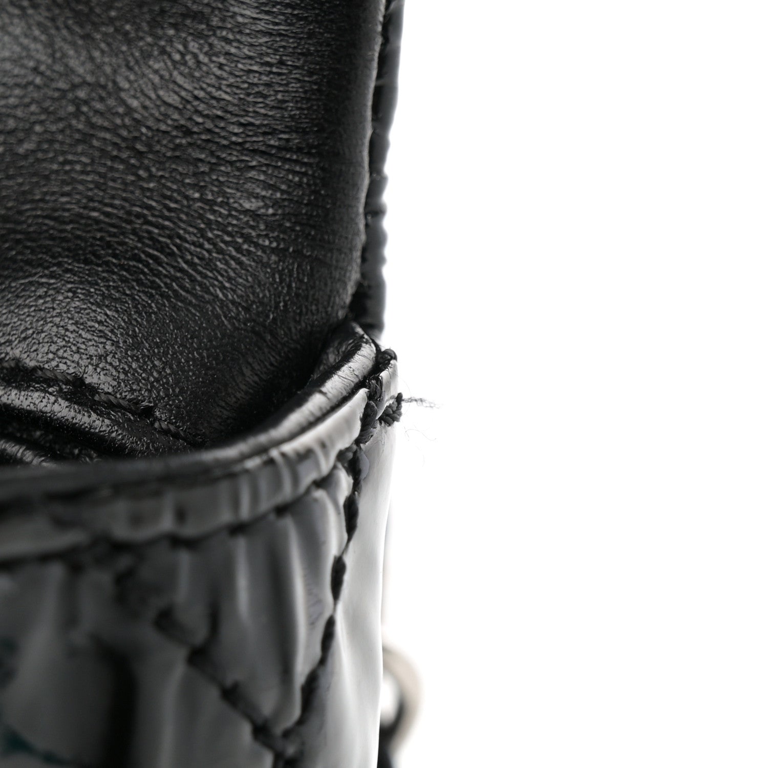 Patent Quilted Medium Single Flap Black