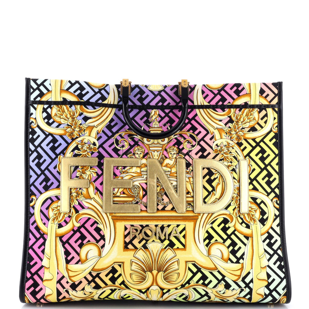 x Fendi Fendace Sunshine Shopper Tote Printed Zucca Jacquard Large