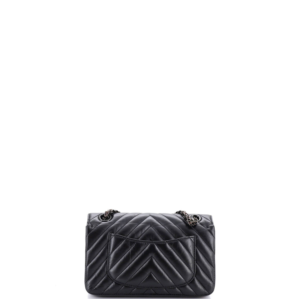 So Black Reissue 2.55 Flap Bag Chevron Aged Calfskin Mini
