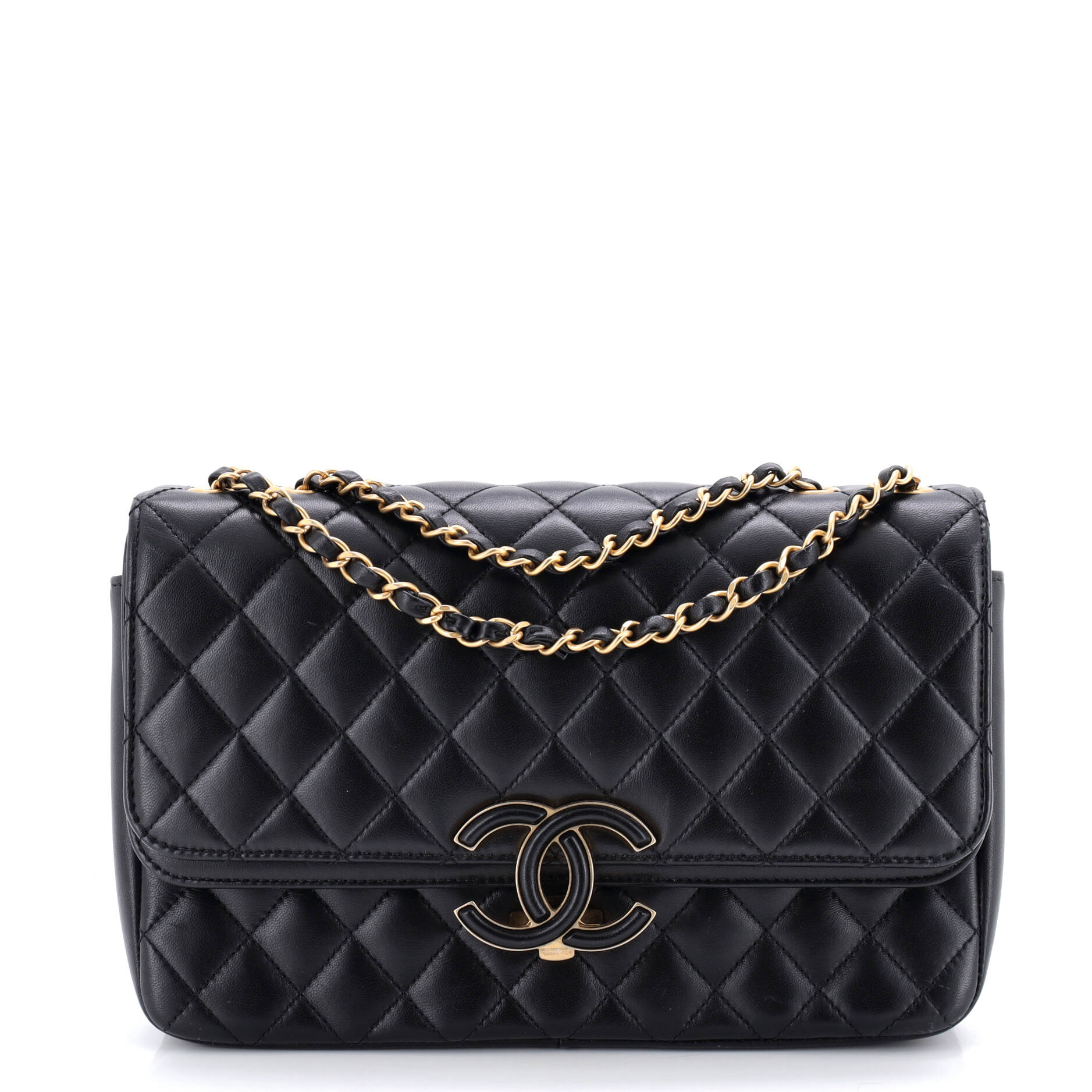 CC Chic Double Flap Bag Quilted Lambskin Medium