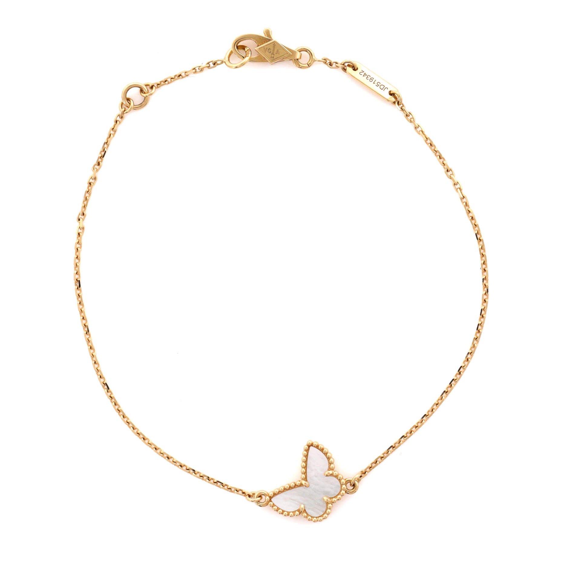 Sweet Alhambra Butterfly Bracelet 18K Yellow Gold and Mother of Pearl