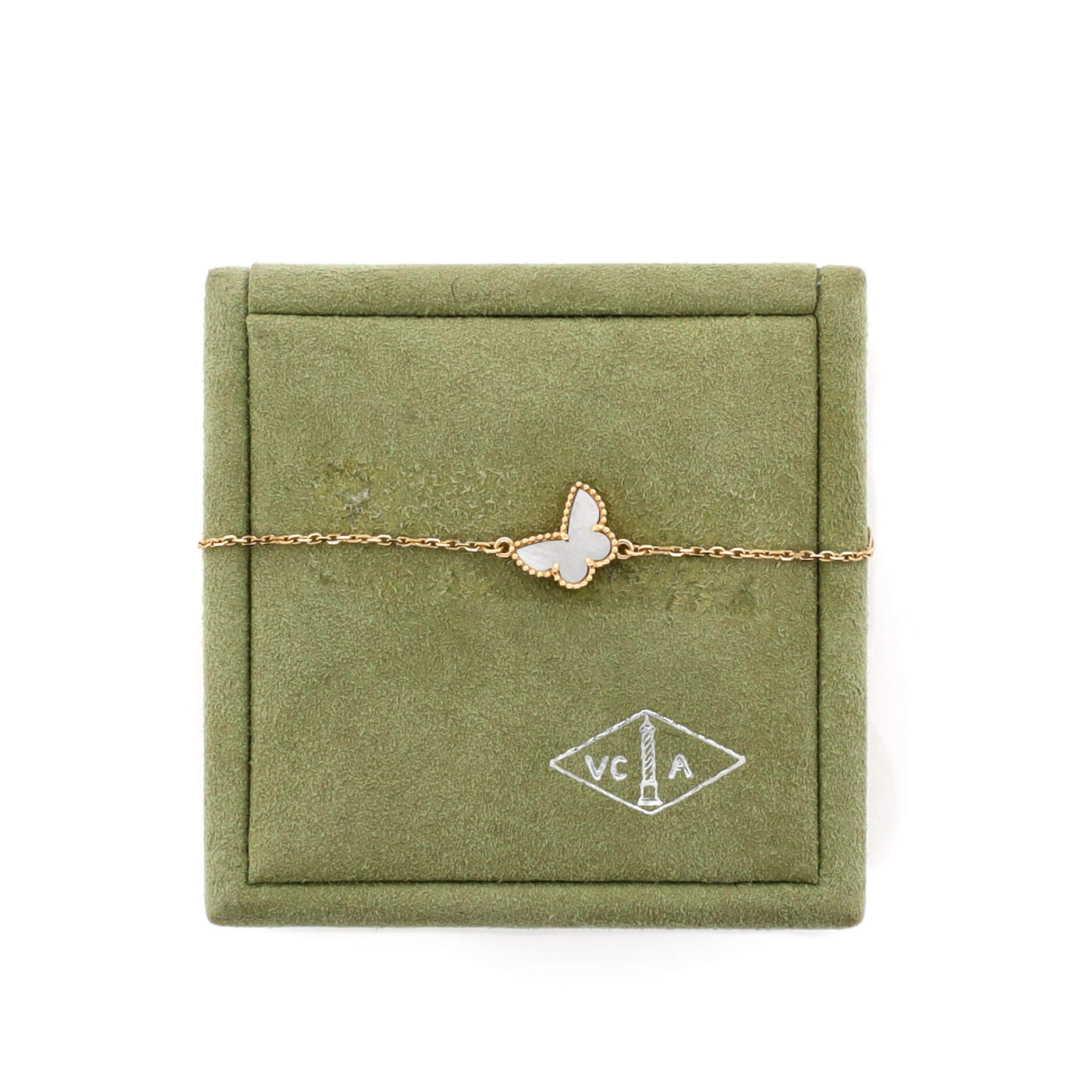 Sweet Alhambra Butterfly Bracelet 18K Yellow Gold and Mother of Pearl