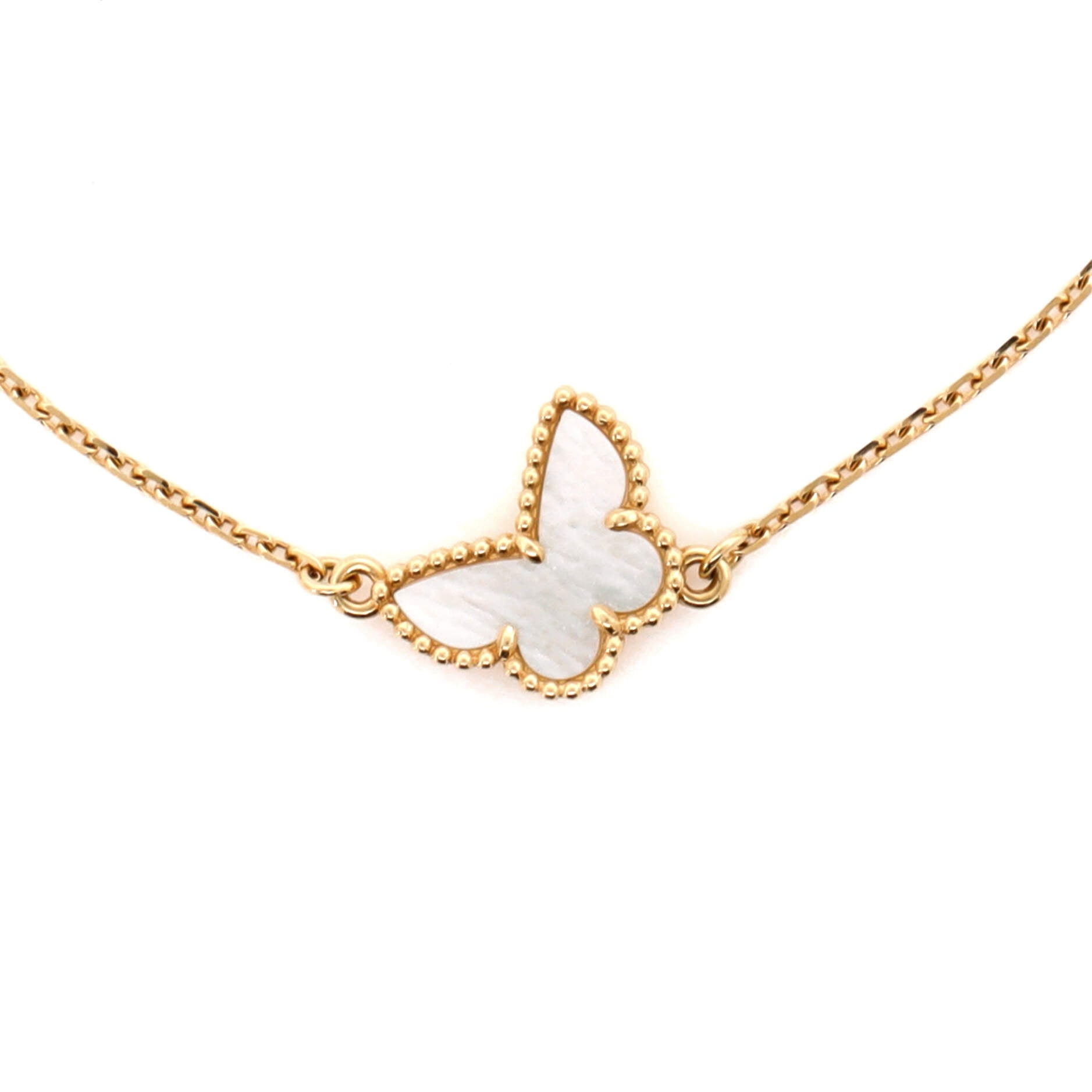 Sweet Alhambra Butterfly Bracelet 18K Yellow Gold and Mother of Pearl