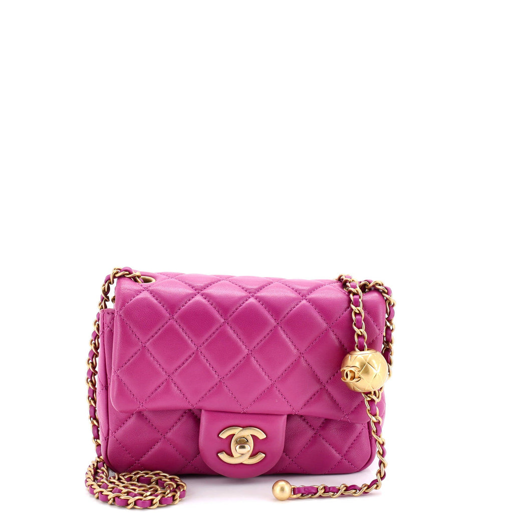 Pearl Crush Square Flap Bag Quilted Lambskin Mini
