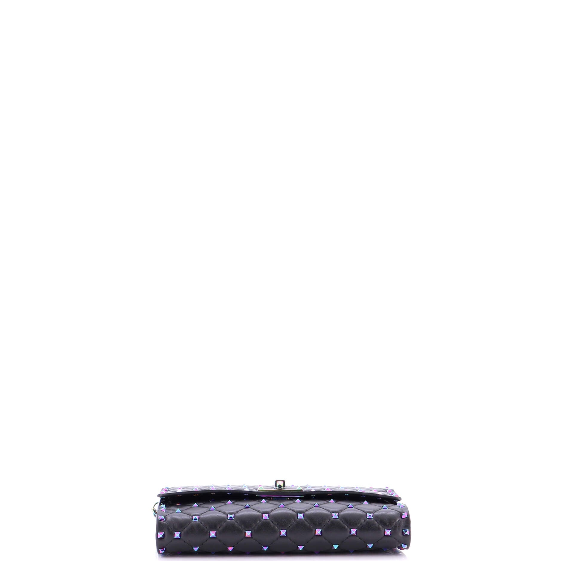 Rockstud Spike Wallet on Chain Quilted Leather Small