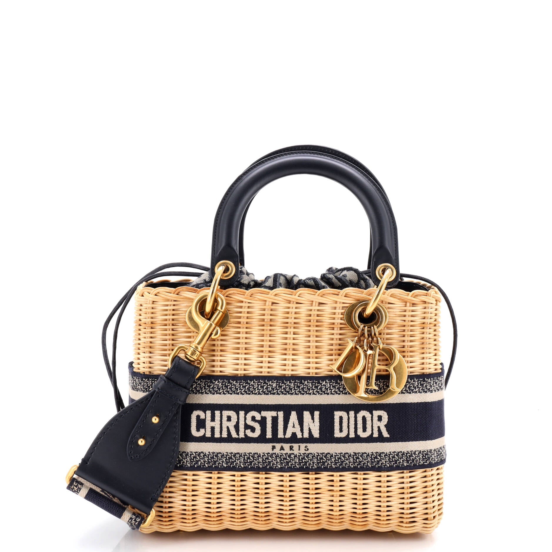 Lady Dior Bag Wicker and Oblique Canvas Medium