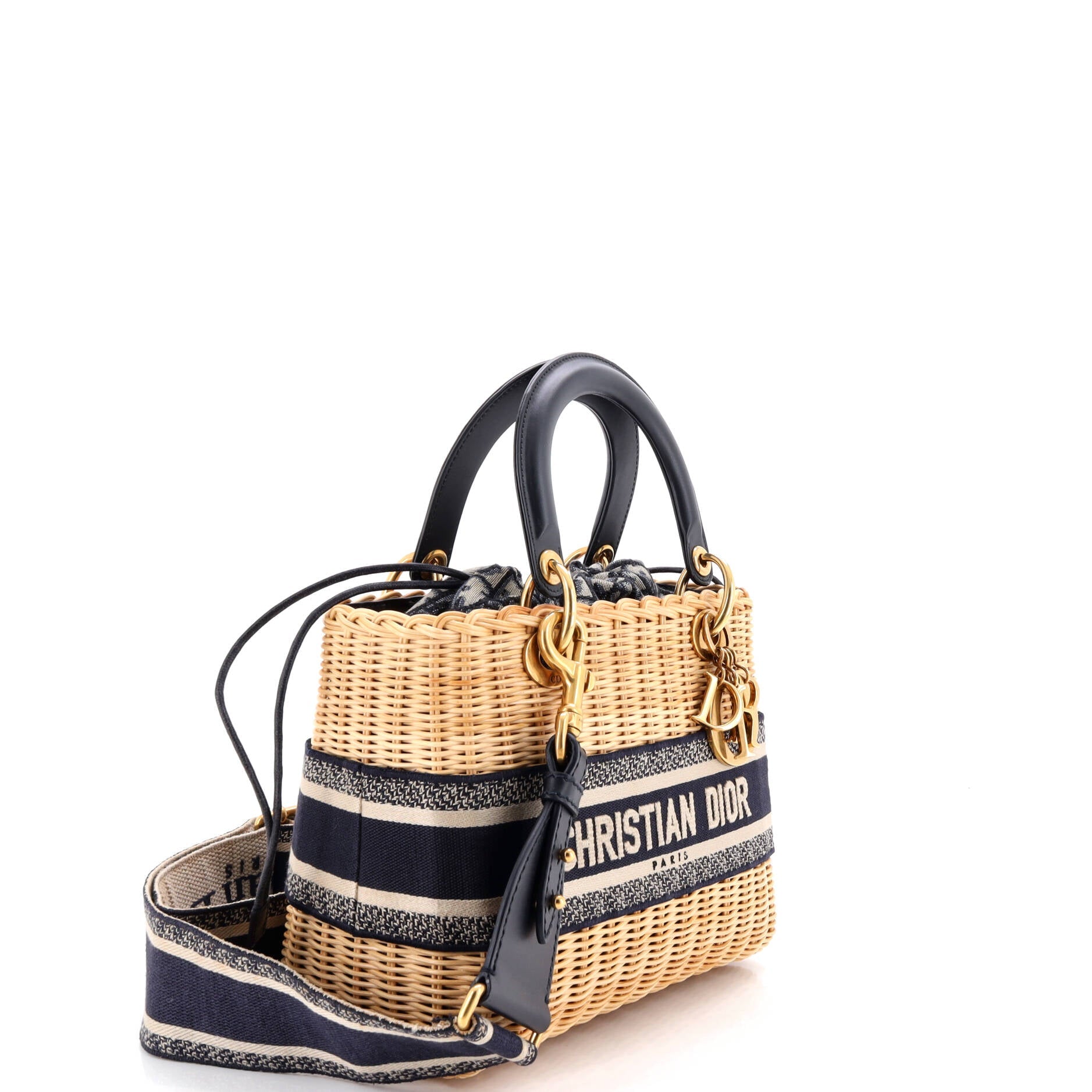 Lady Dior Bag Wicker and Oblique Canvas Medium