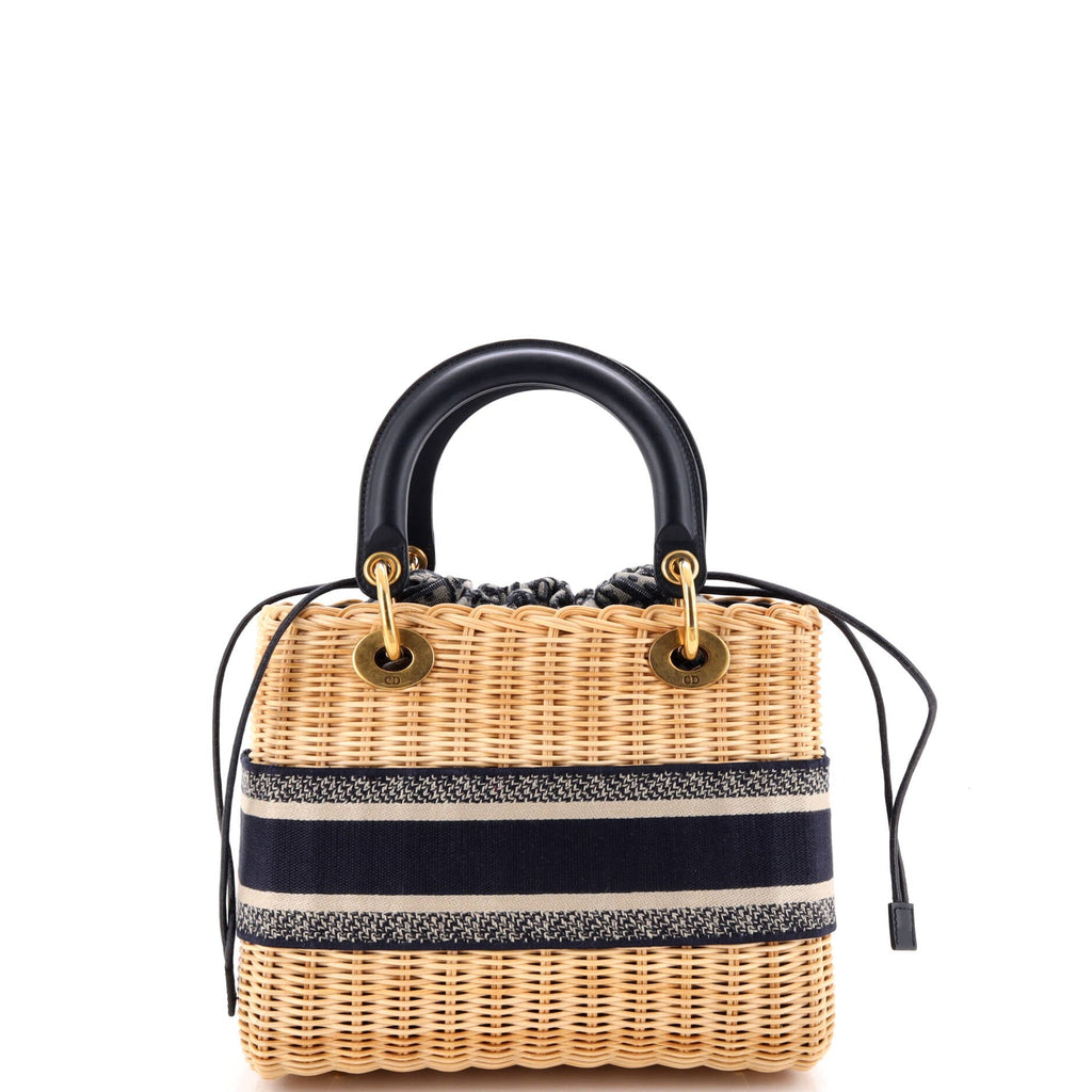 Lady Dior Bag Wicker and Oblique Canvas Medium