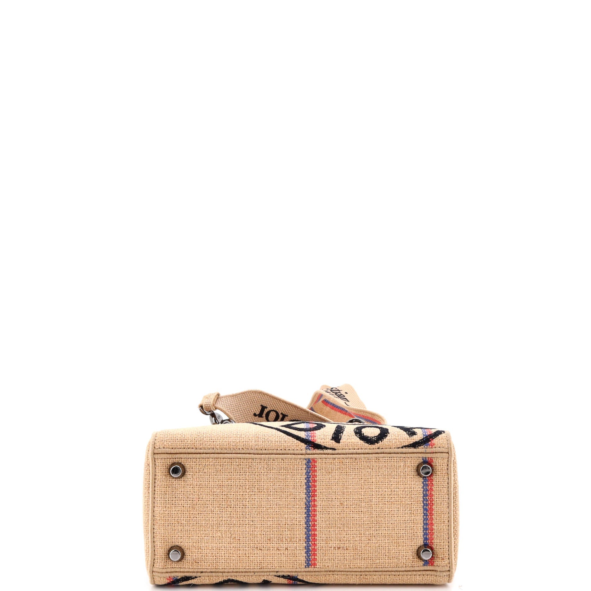 Lady D-Lite Bag Embroidered Jute Canvas Medium