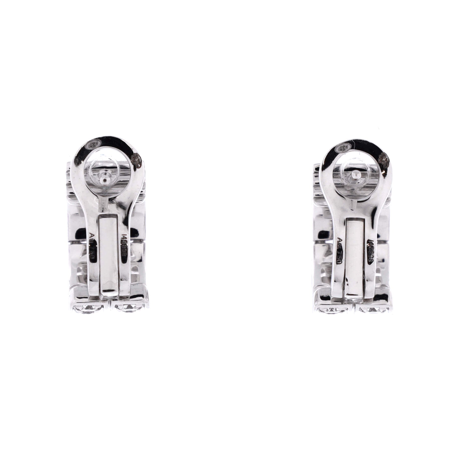 Tumbler Hoop Earrings 18K White Gold and Diamonds