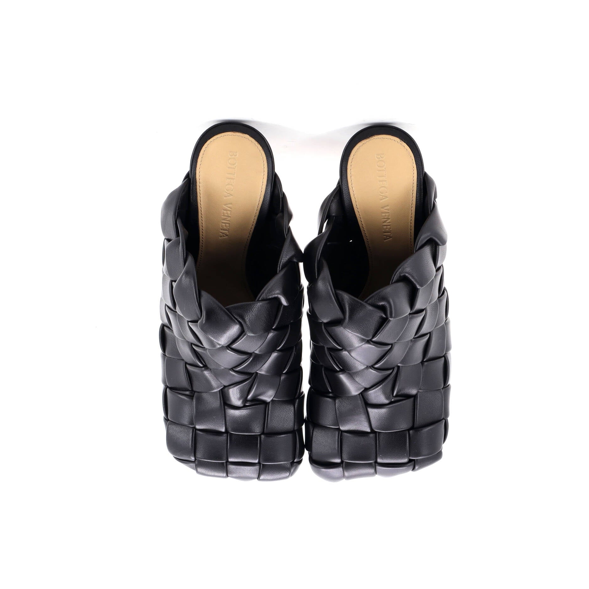 Women's Stretch Mule Heeled Sandas Intrecciato Leather