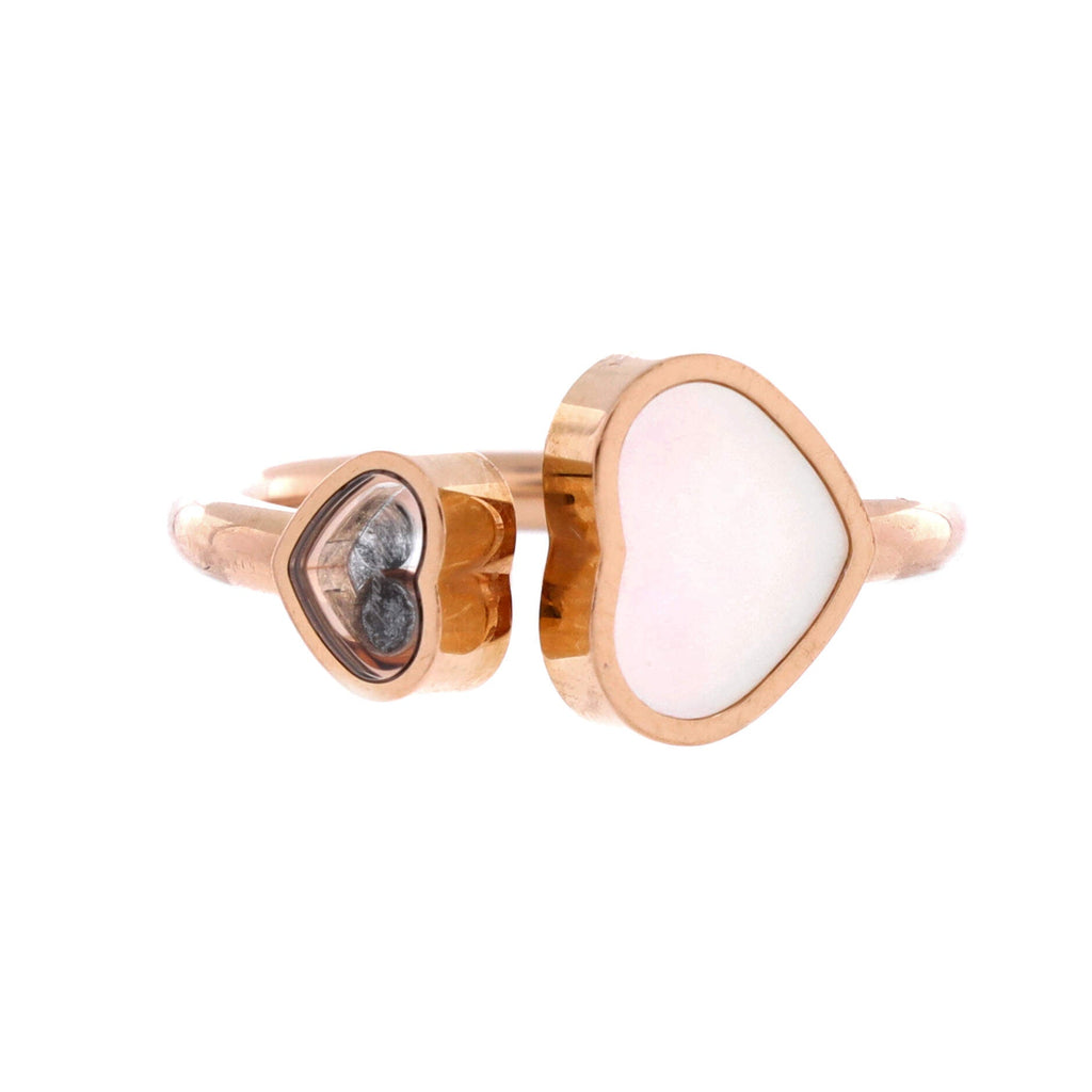 Happy Hearts Ring 18k Rose Gold and Mother of Pearl with 1 Floating Diamond