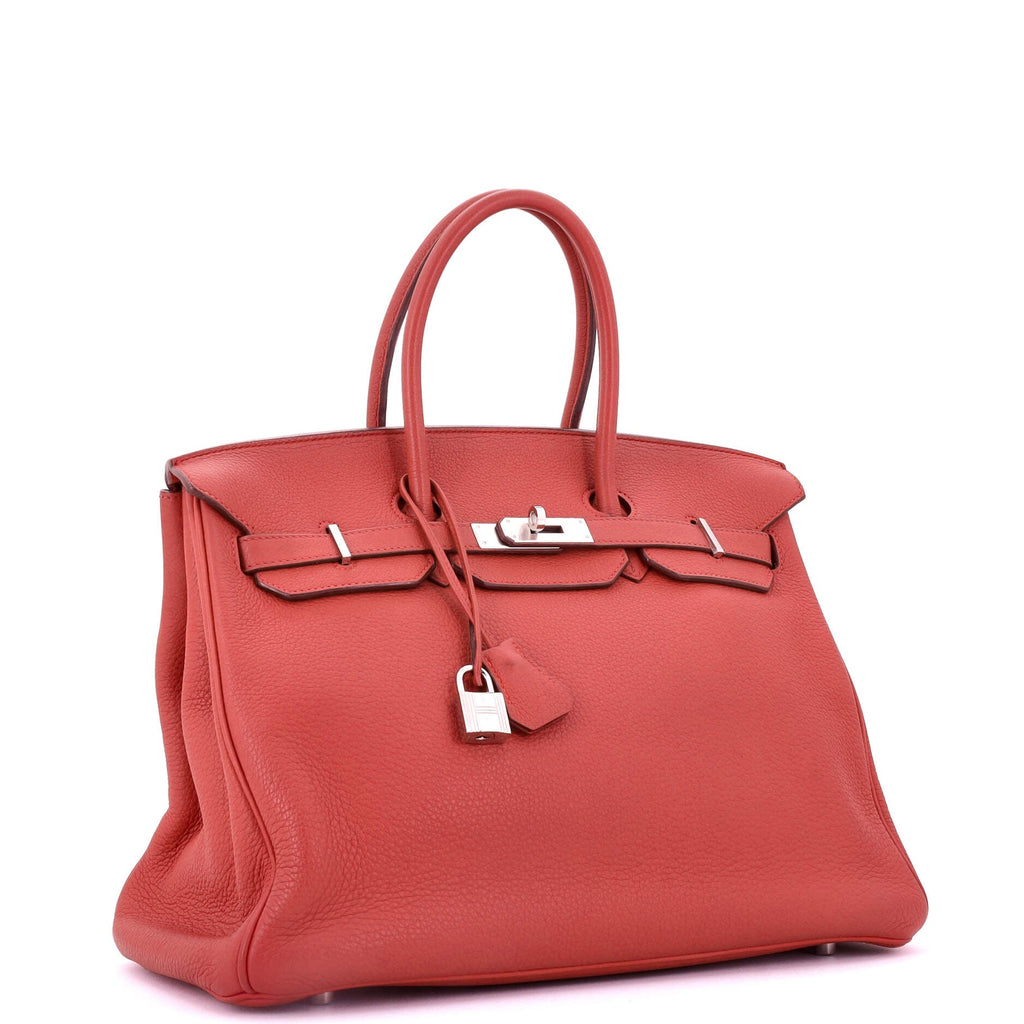 Birkin Handbag Bougainvillier Clemence with Palladium Hardware 35