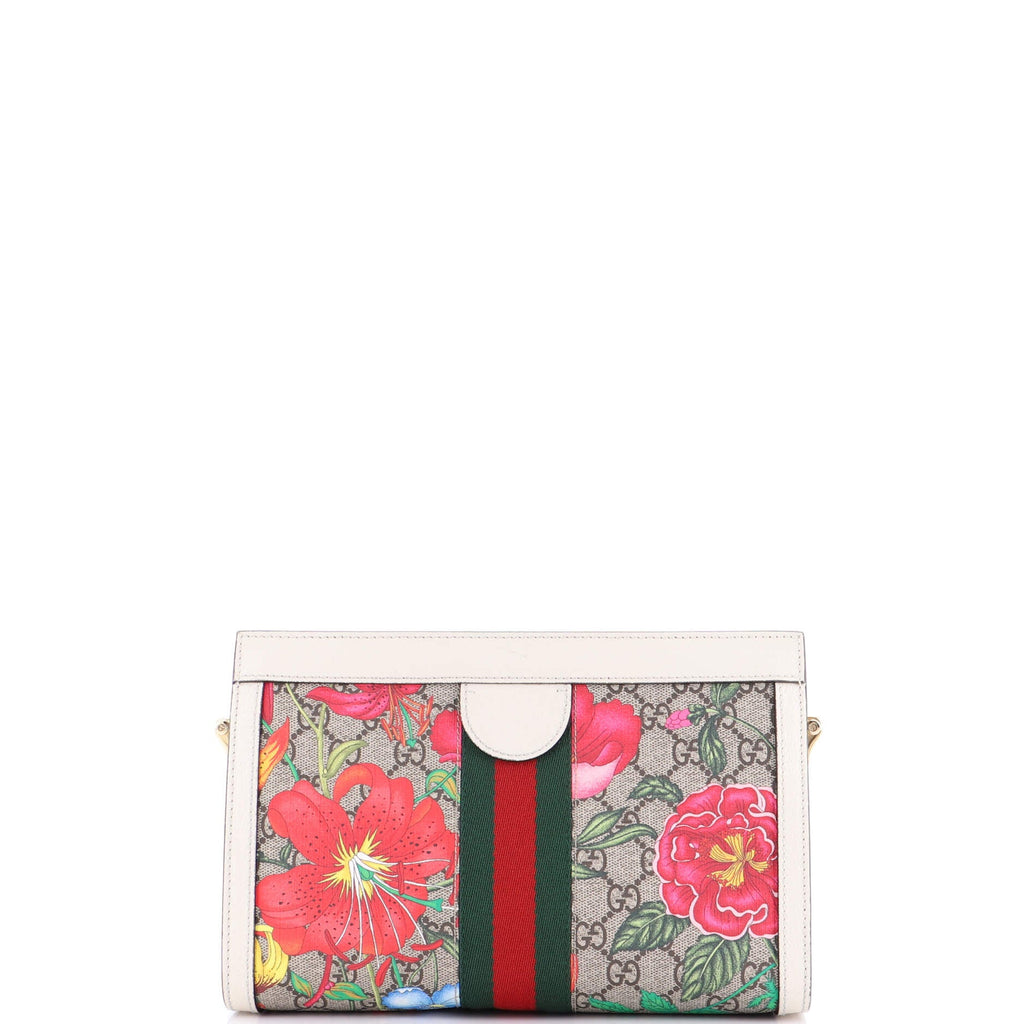 Ophidia Chain Shoulder Bag Flora GG Coated Canvas Small
